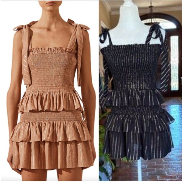 House of Harlow 1960 Black Corinne Shirred Ruffle Mini Dress size XS - Picture 15 of 16